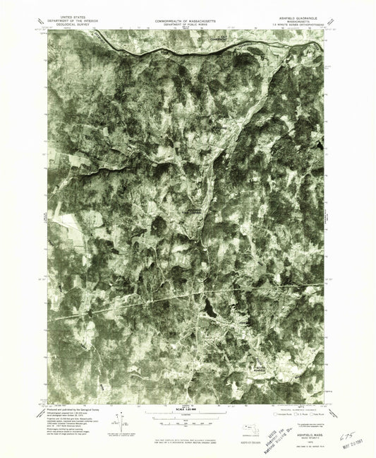 Classic USGS Ashfield Massachusetts 7.5'x7.5' Topo Map Image