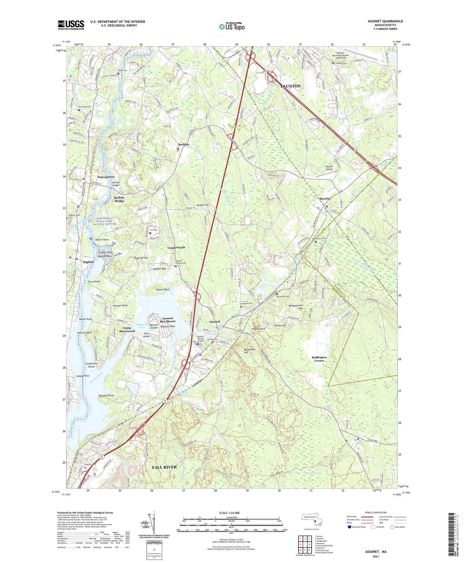 Assonet Massachusetts US Topo Map Image