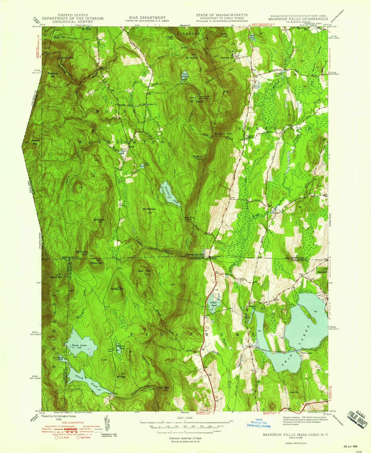 USGS Classic Bash Bish Falls Massachusetts 7.5'x7.5' Topo Map Image