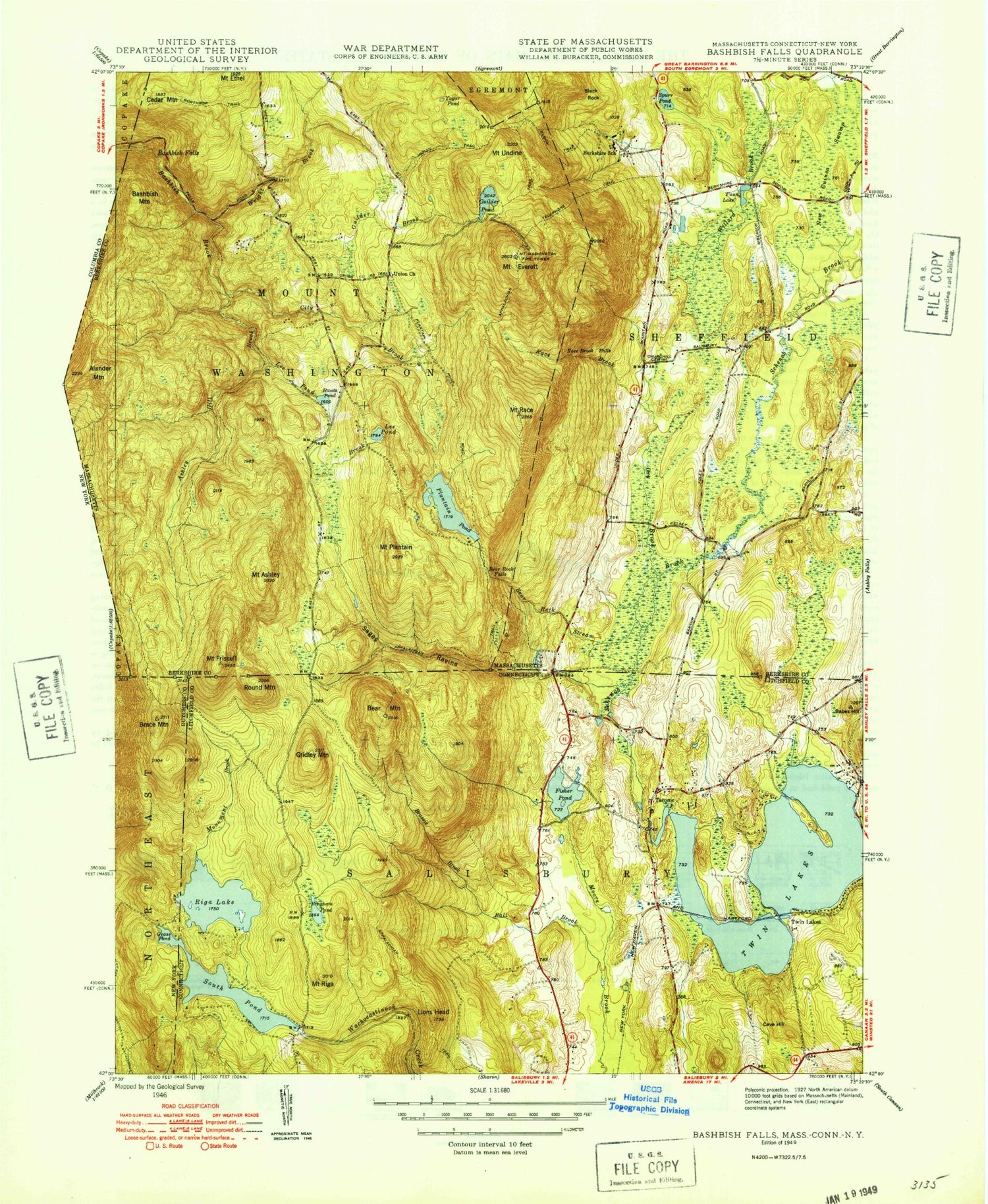 USGS Classic Bash Bish Falls Massachusetts 7.5'x7.5' Topo Map Image