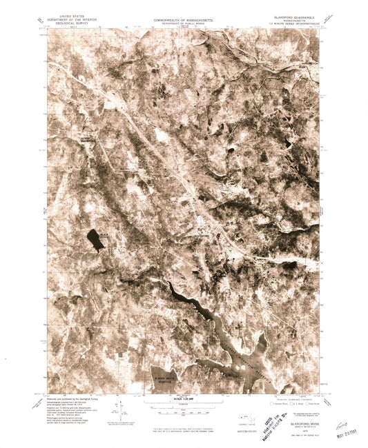 Classic USGS Blandford Massachusetts 7.5'x7.5' Topo Map Image