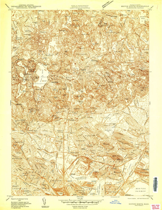 USGS Classic Boston North Massachusetts 7.5'x7.5' Topo Map Image