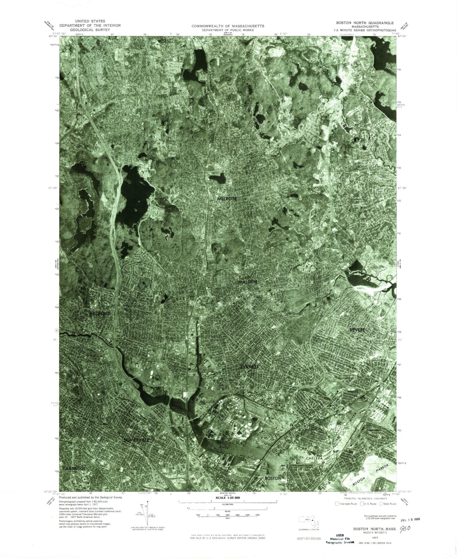 USGS Classic Boston North Massachusetts 7.5'x7.5' Topo Map Image
