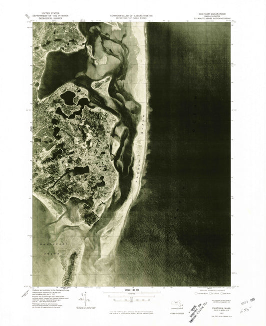 Classic USGS Chatham Massachusetts 7.5'x7.5' Topo Map Image