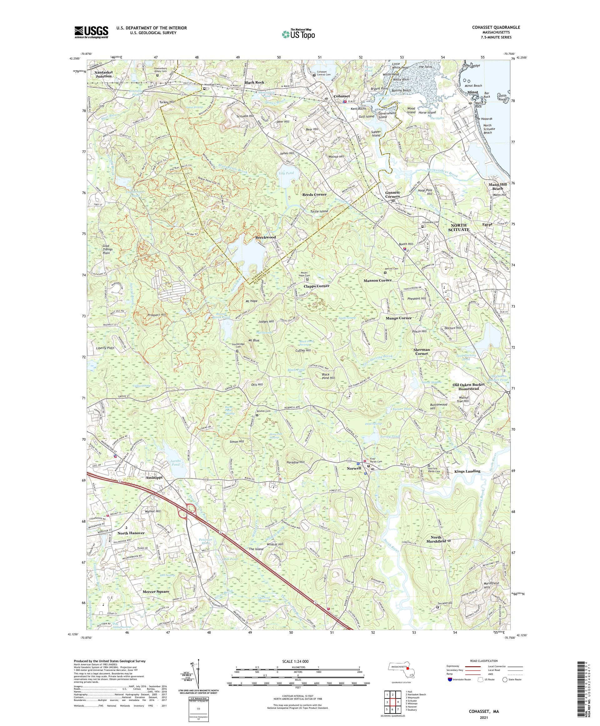 Cohasset Massachusetts US Topo Map – MyTopo Map Store