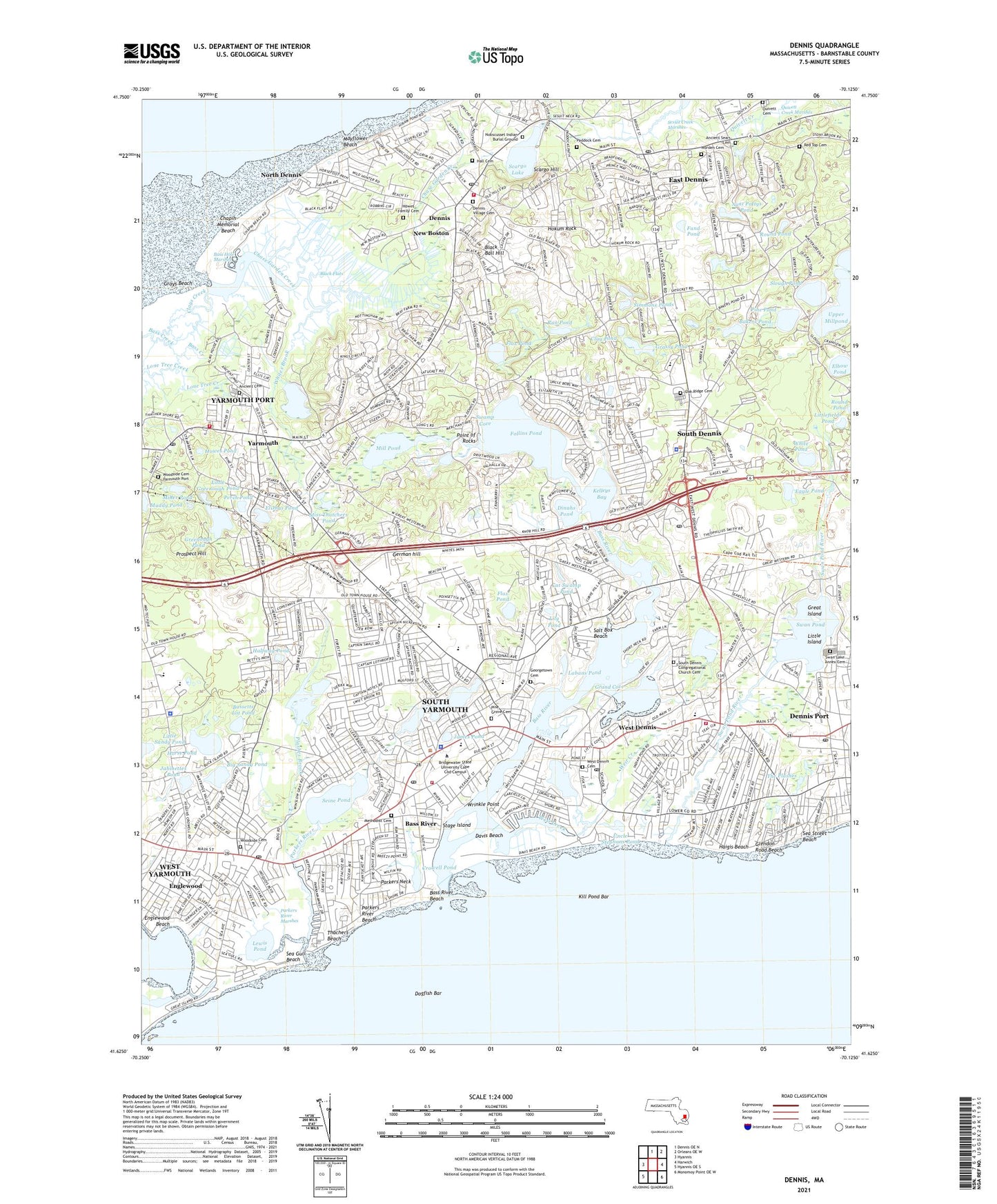 Dennis Massachusetts US Topo Map Image