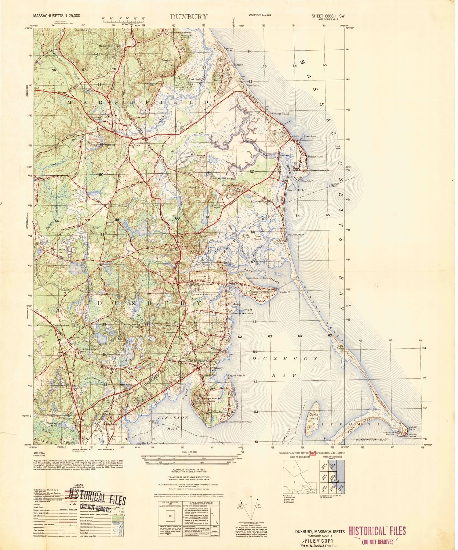 Classic USGS Duxbury Massachusetts 7.5'x7.5' Topo Map Image