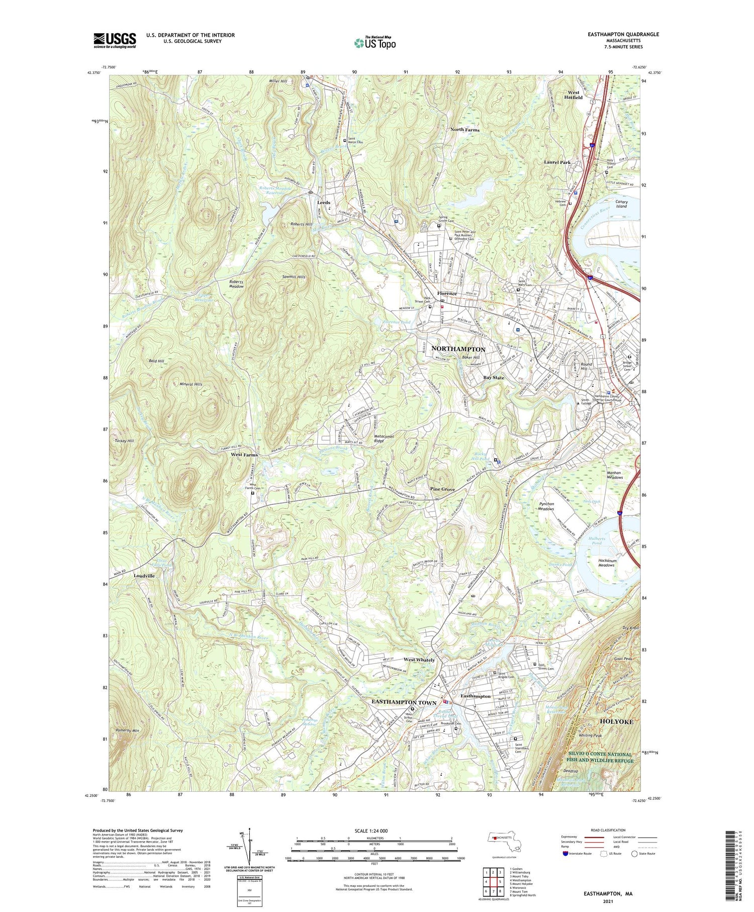 Easthampton Massachusetts US Topo Map Image