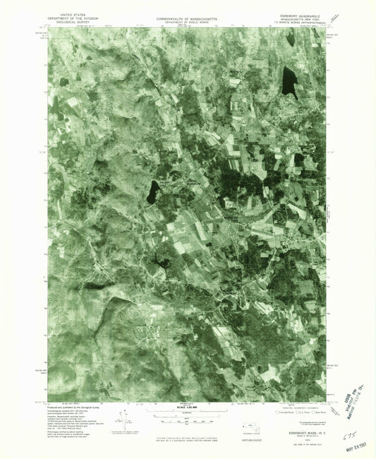 Classic USGS Egremont Massachusetts 7.5'x7.5' Topo Map Image