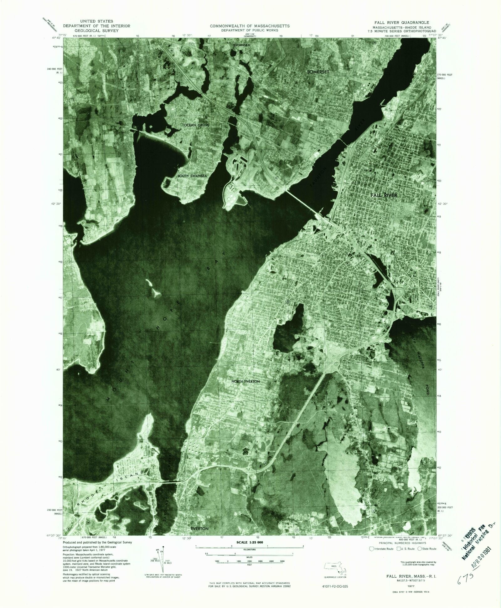 Classic USGS Fall River Massachusetts 7.5'x7.5' Topo Map – MyTopo Map Store