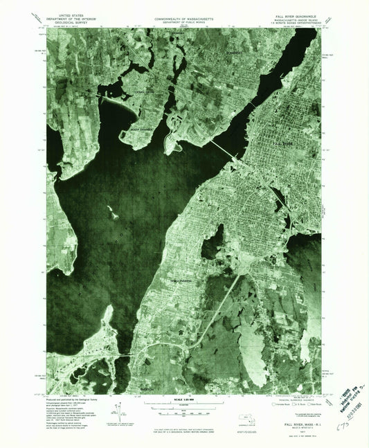 Classic USGS Fall River Massachusetts 7.5'x7.5' Topo Map Image