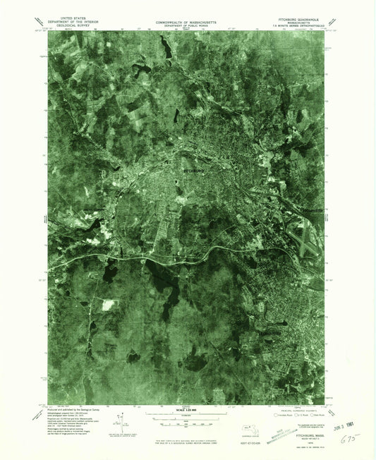 Classic USGS Fitchburg Massachusetts 7.5'x7.5' Topo Map Image