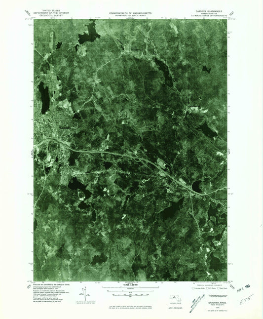 Classic USGS Gardner Massachusetts 7.5'x7.5' Topo Map Image
