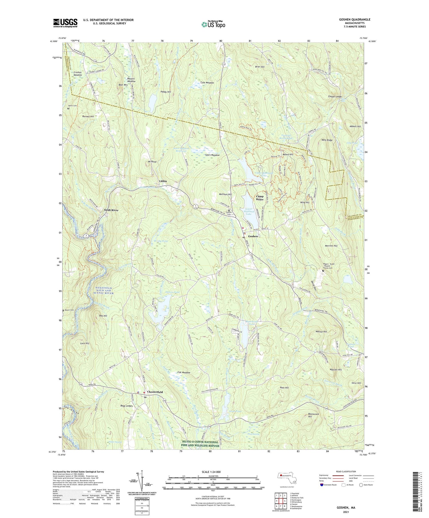 Goshen Massachusetts US Topo Map Image