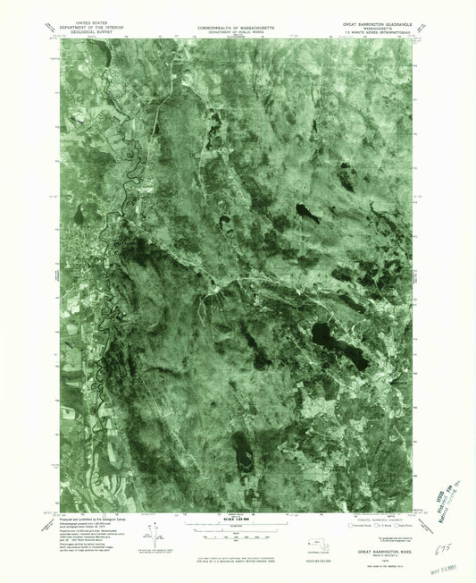 Classic USGS Great Barrington Massachusetts 7.5'x7.5' Topo Map Image