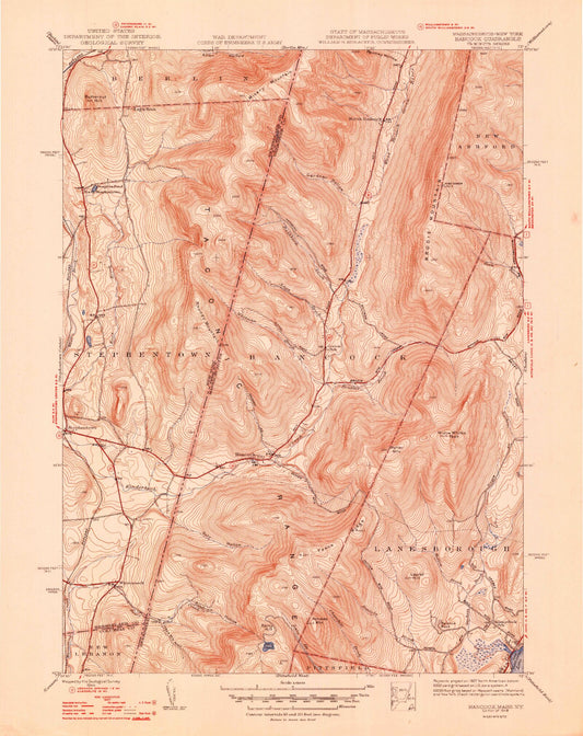 Classic USGS Hancock Massachusetts 7.5'x7.5' Topo Map Image