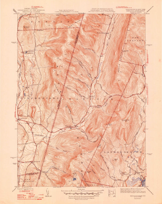Classic USGS Hancock Massachusetts 7.5'x7.5' Topo Map Image