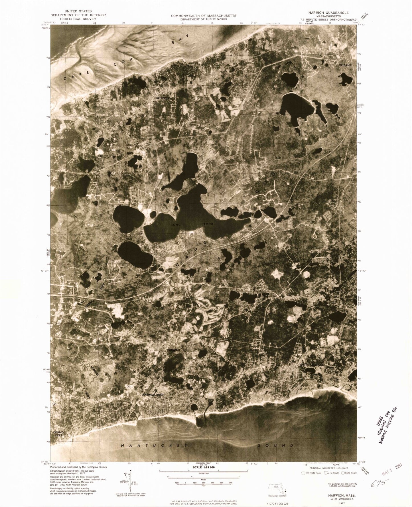 Classic USGS Harwich Massachusetts 7.5'x7.5' Topo Map Image