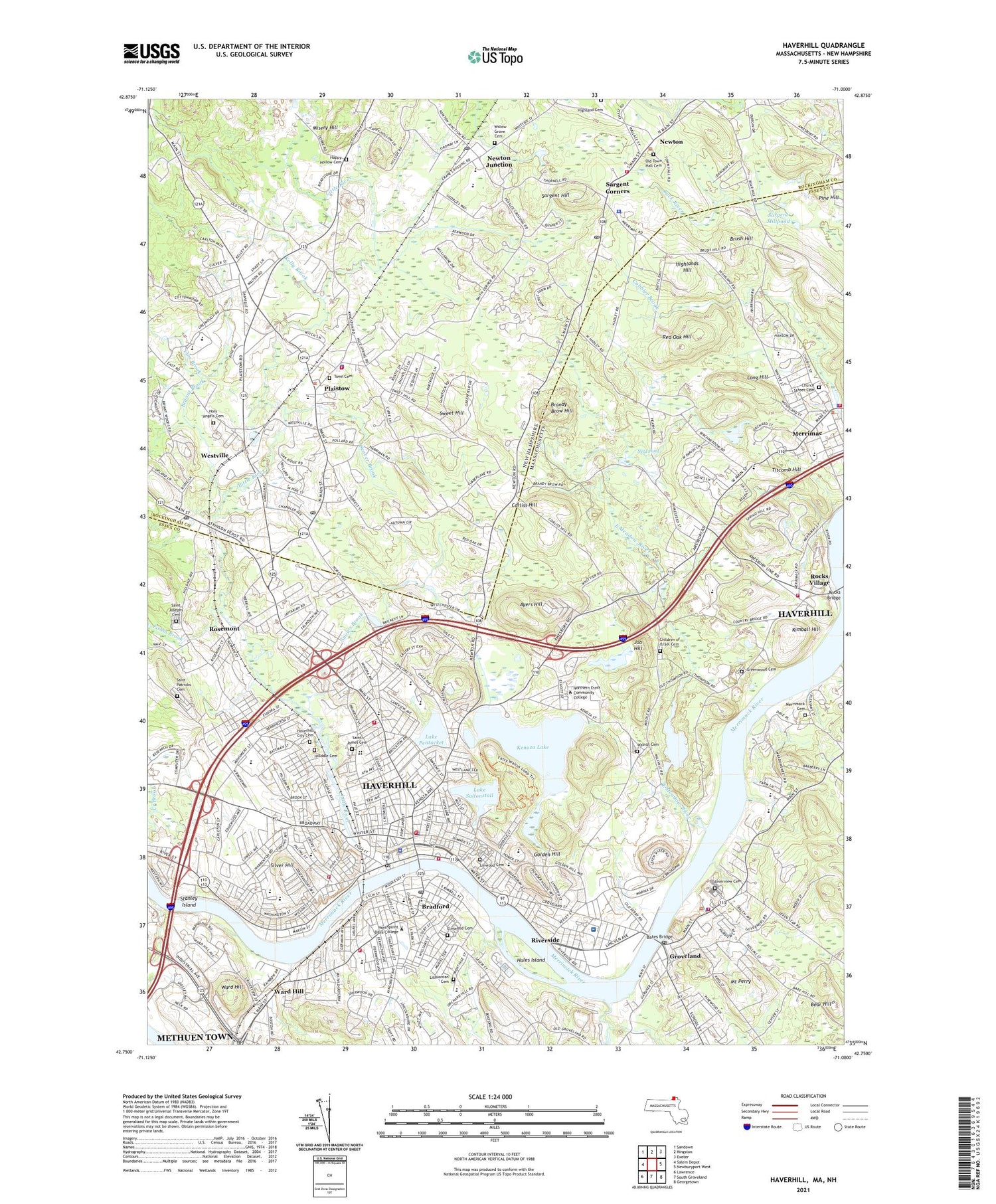 Haverhill Massachusetts US Topo Map Image