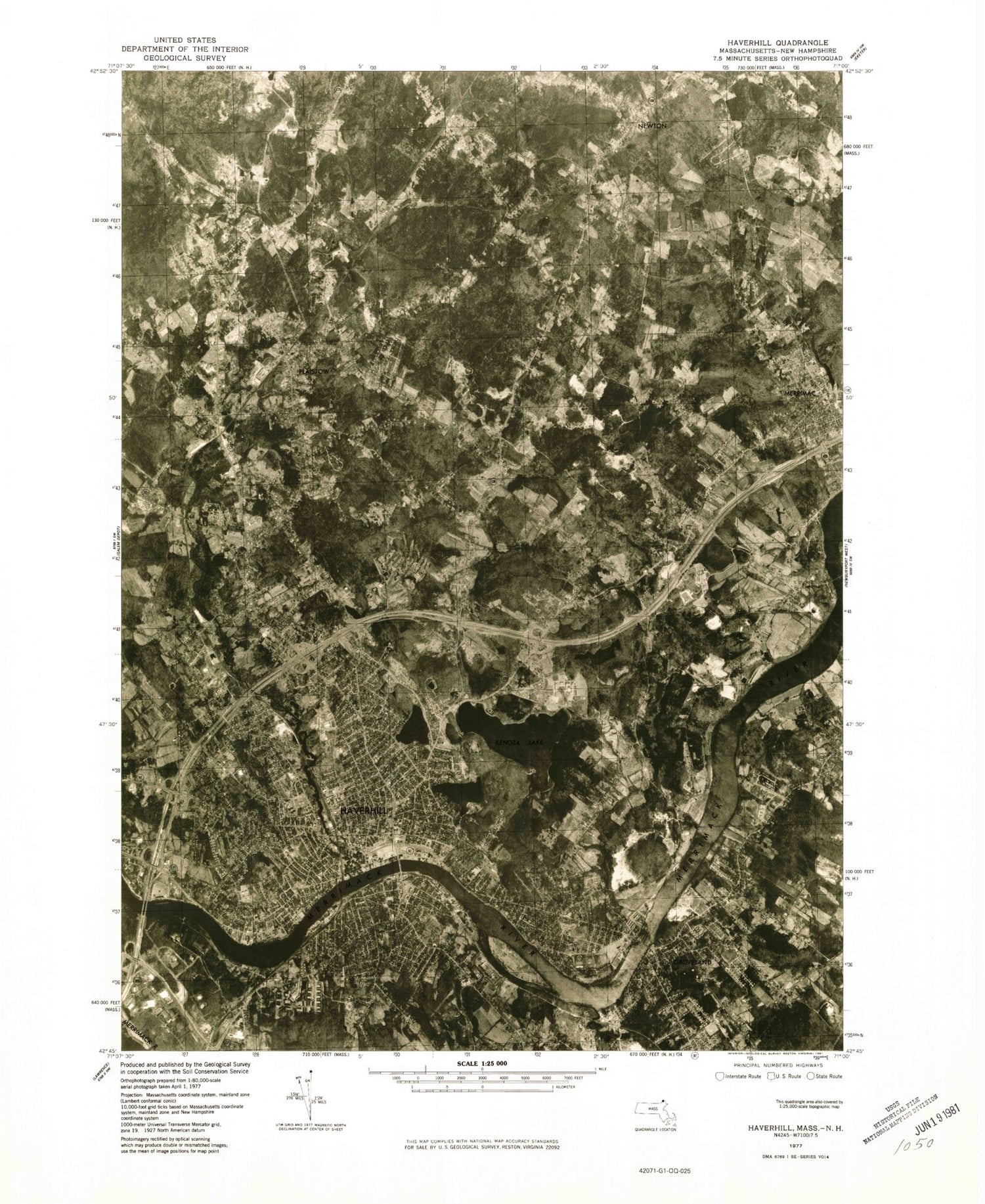 Classic USGS Haverhill Massachusetts 7.5'x7.5' Topo Map Image