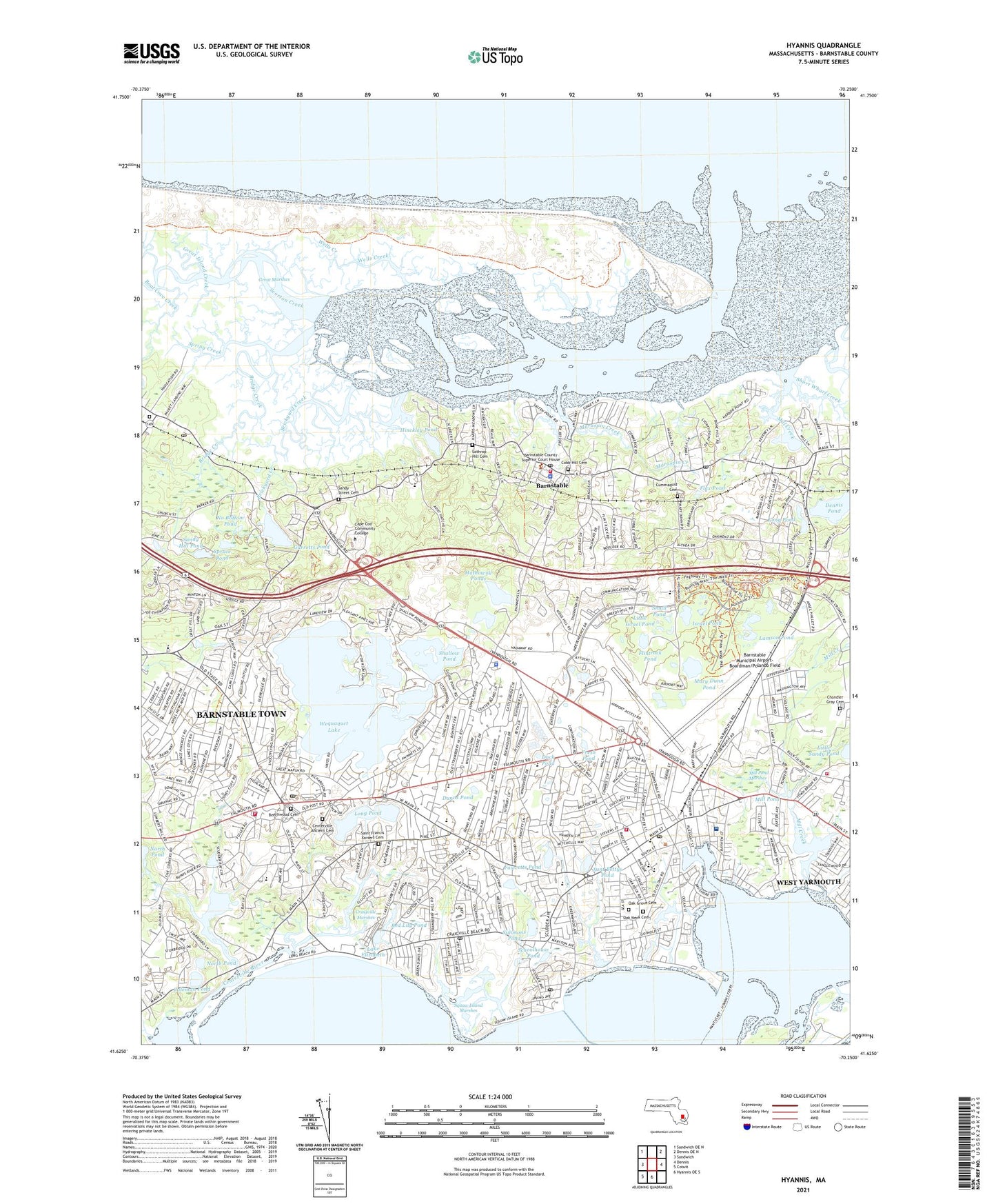 Hyannis Massachusetts US Topo Map Image