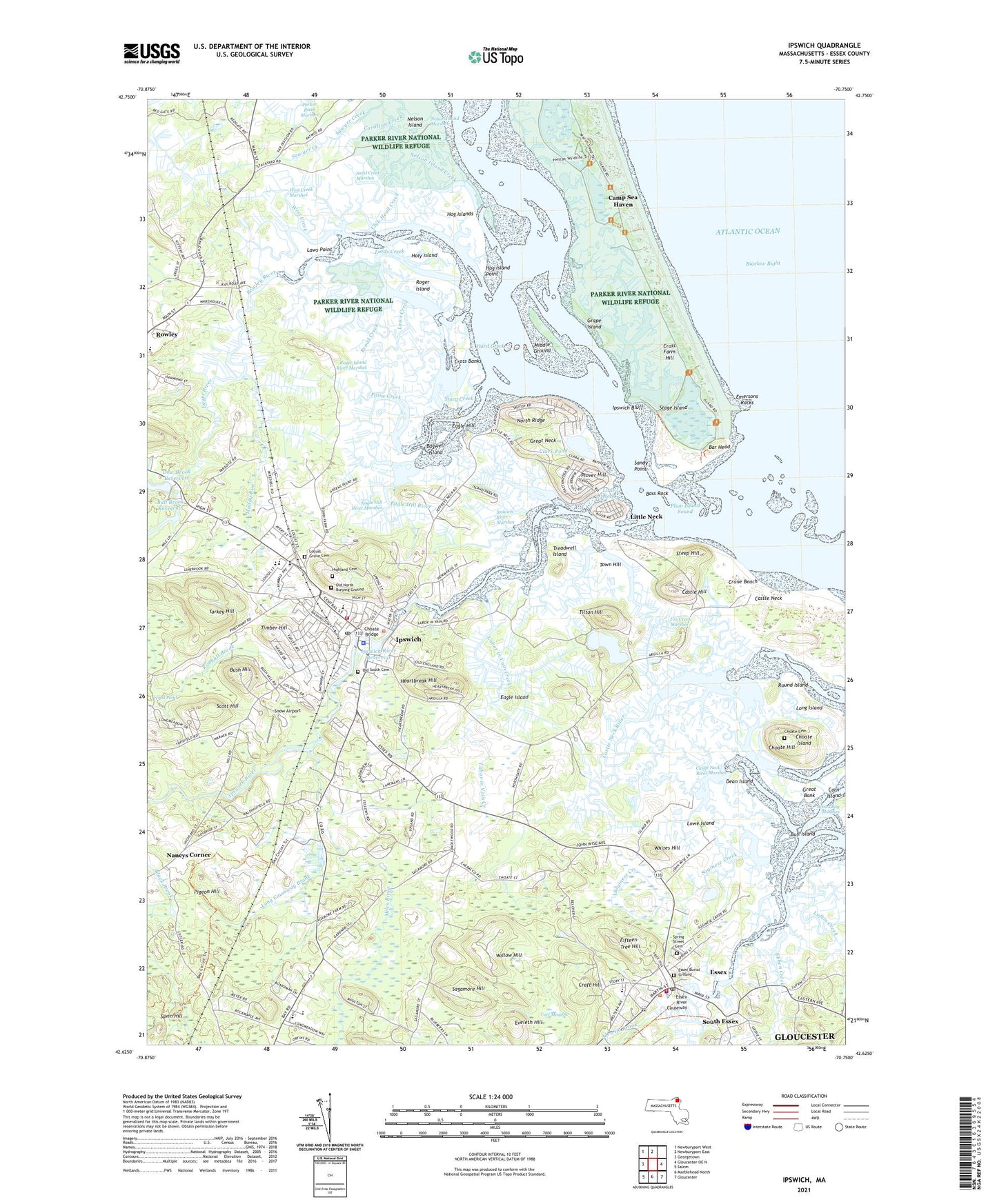 Ipswich Massachusetts US Topo Map Image