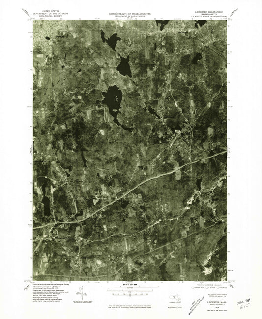Classic USGS Leicester Massachusetts 7.5'x7.5' Topo Map Image