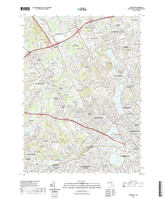 Lexington Massachusetts US Topo Map Image
