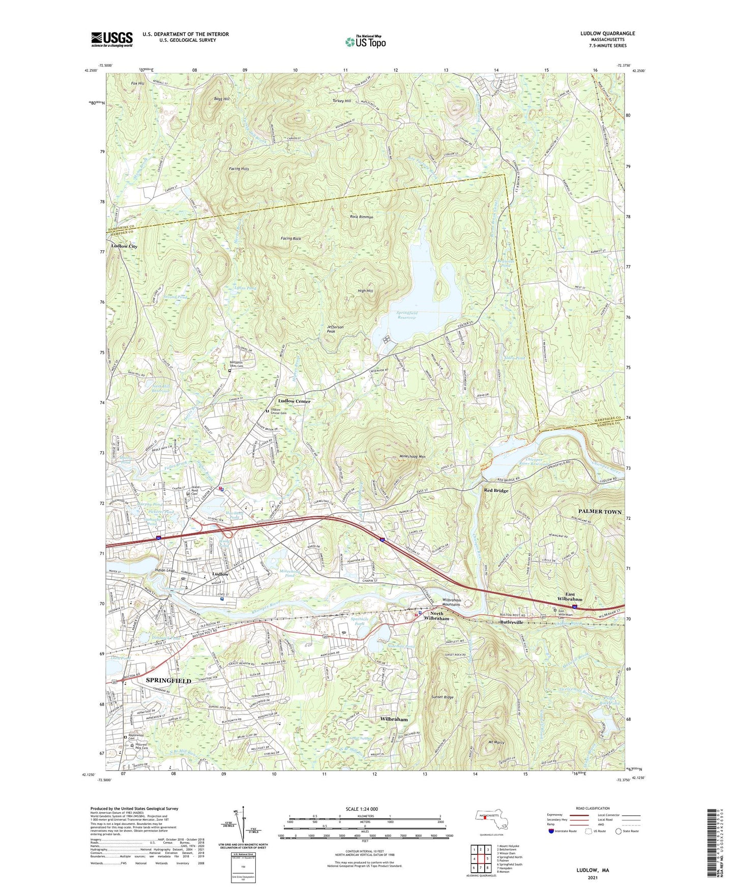 Ludlow Massachusetts US Topo Map Image