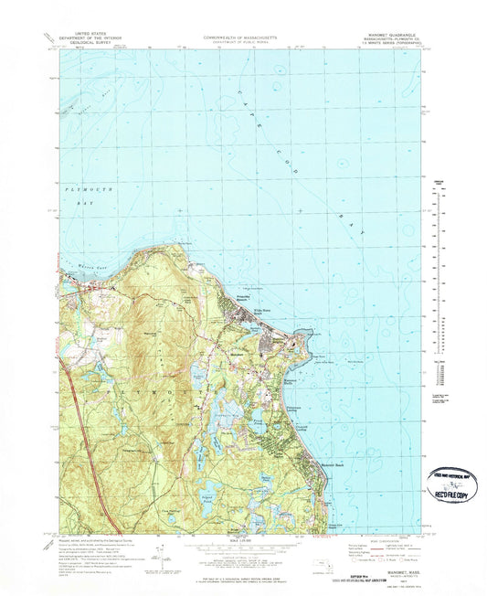 Classic USGS Manomet Massachusetts 7.5'x7.5' Topo Map Image