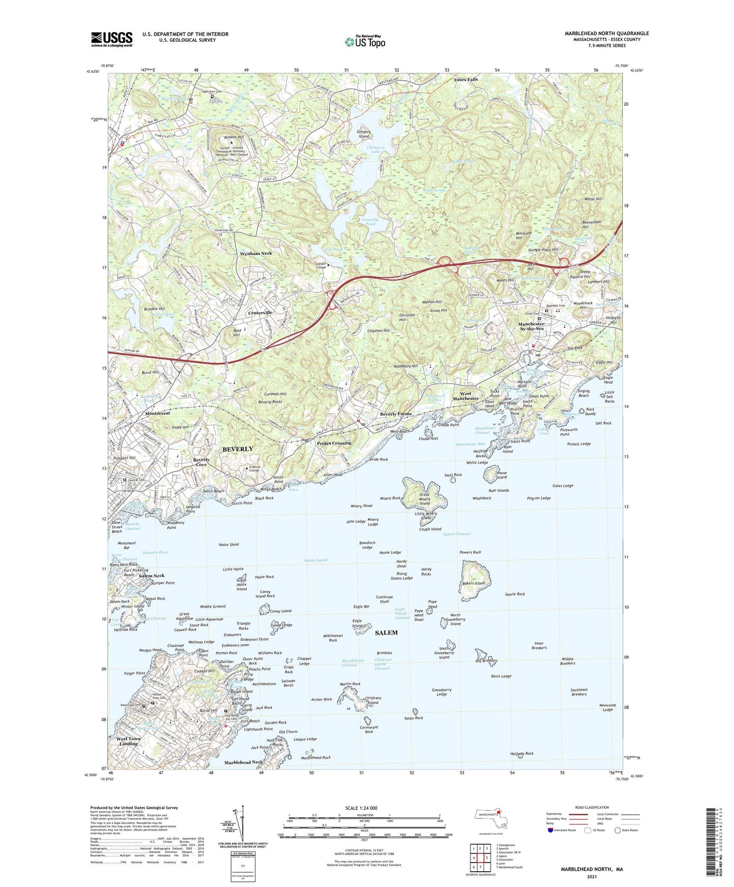 Marblehead North Massachusetts US Topo Map Image