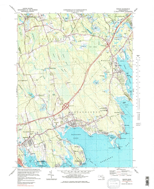 Classic USGS Marion Massachusetts 7.5'x7.5' Topo Map Image