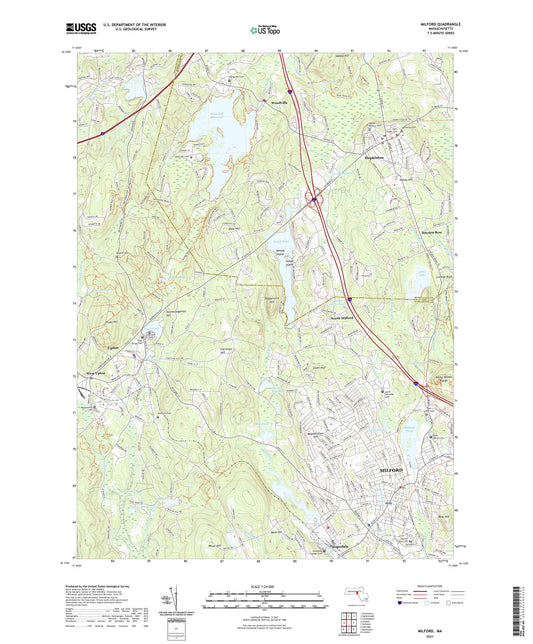 Milford Massachusetts US Topo Map Image