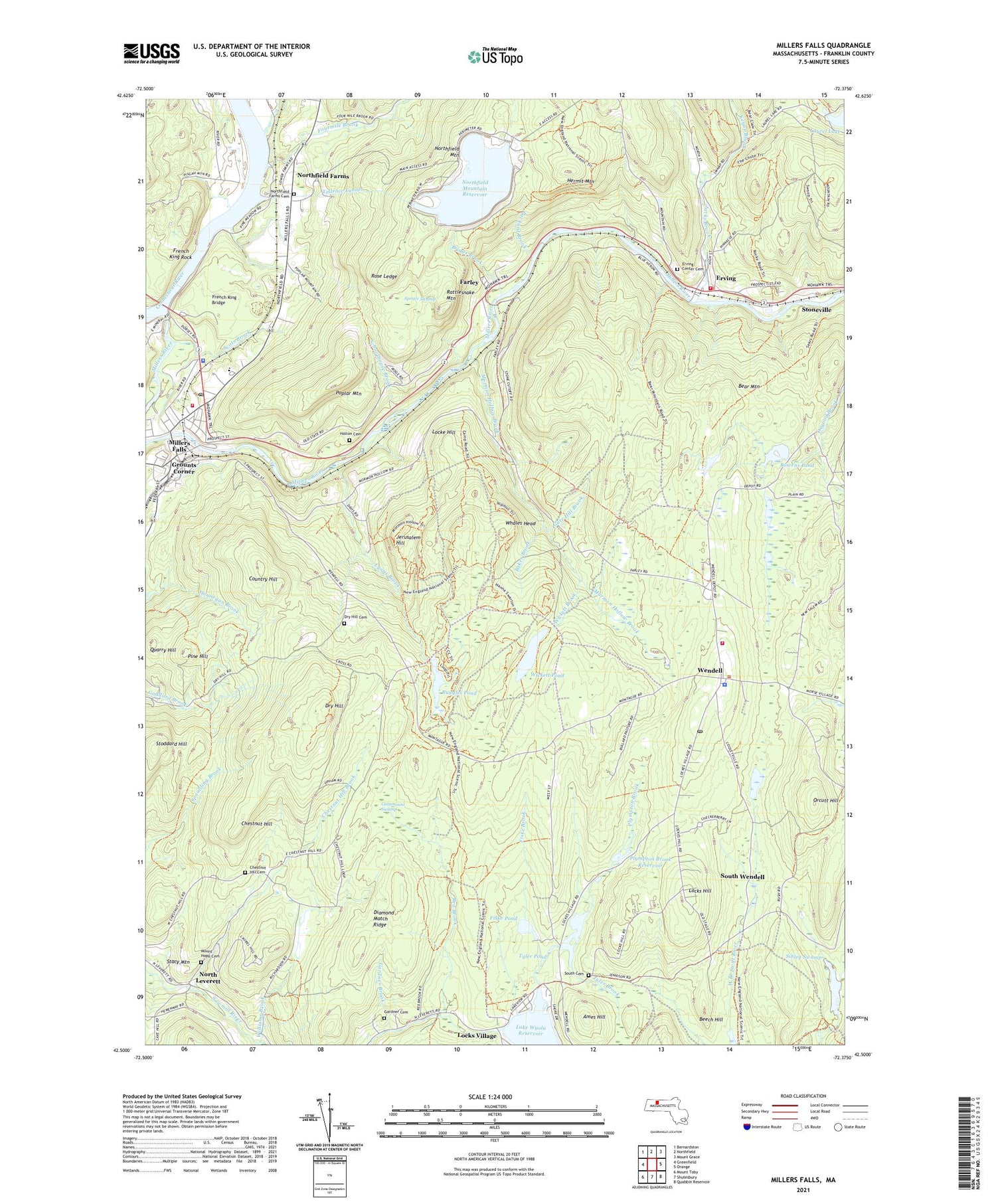 Millers Falls Massachusetts US Topo Map Image