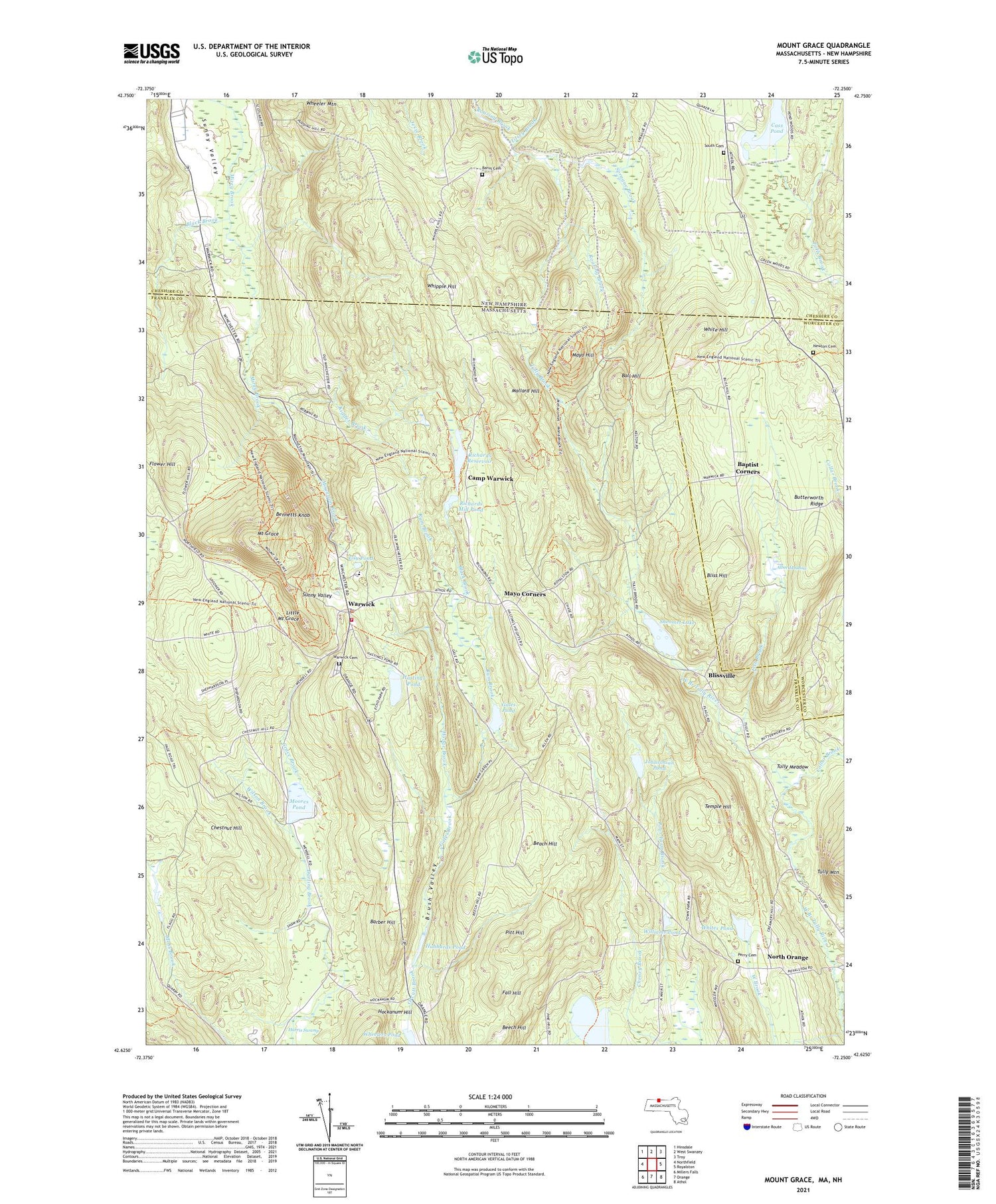 Mount Grace Massachusetts US Topo Map Image
