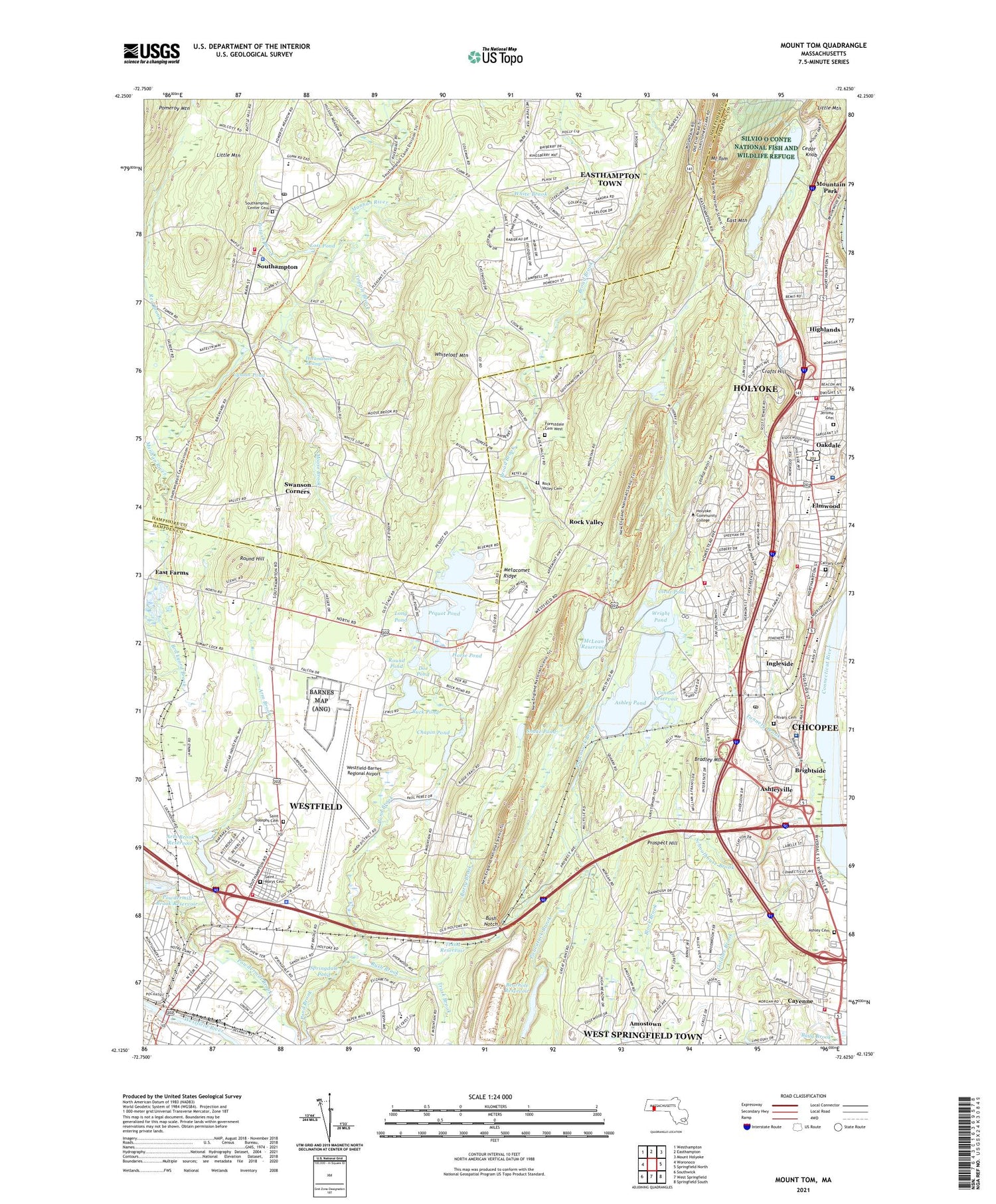 Mount Tom Massachusetts US Topo Map Image