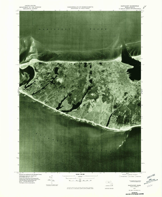 Classic USGS Nantucket Massachusetts 7.5'x7.5' Topo Map Image