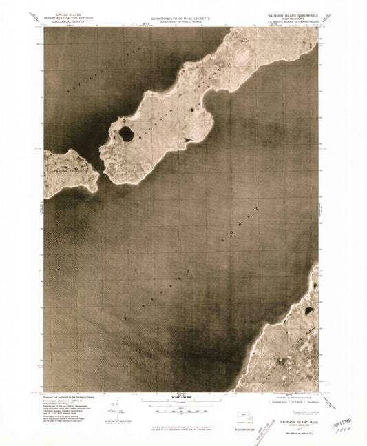 Classic USGS Naushon Island Massachusetts 7.5'x7.5' Topo Map Image