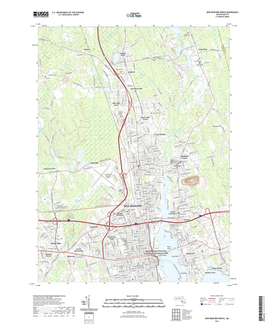 New Bedford North Massachusetts US Topo Map Image