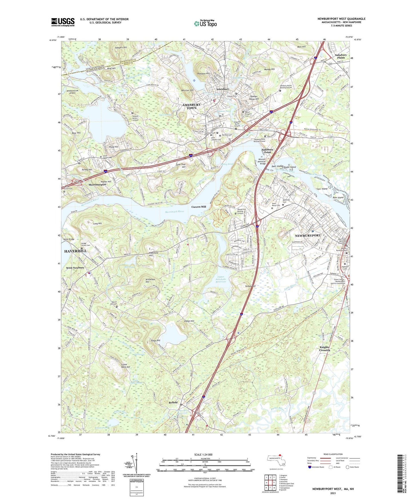 Newburyport West Massachusetts US Topo Map Image