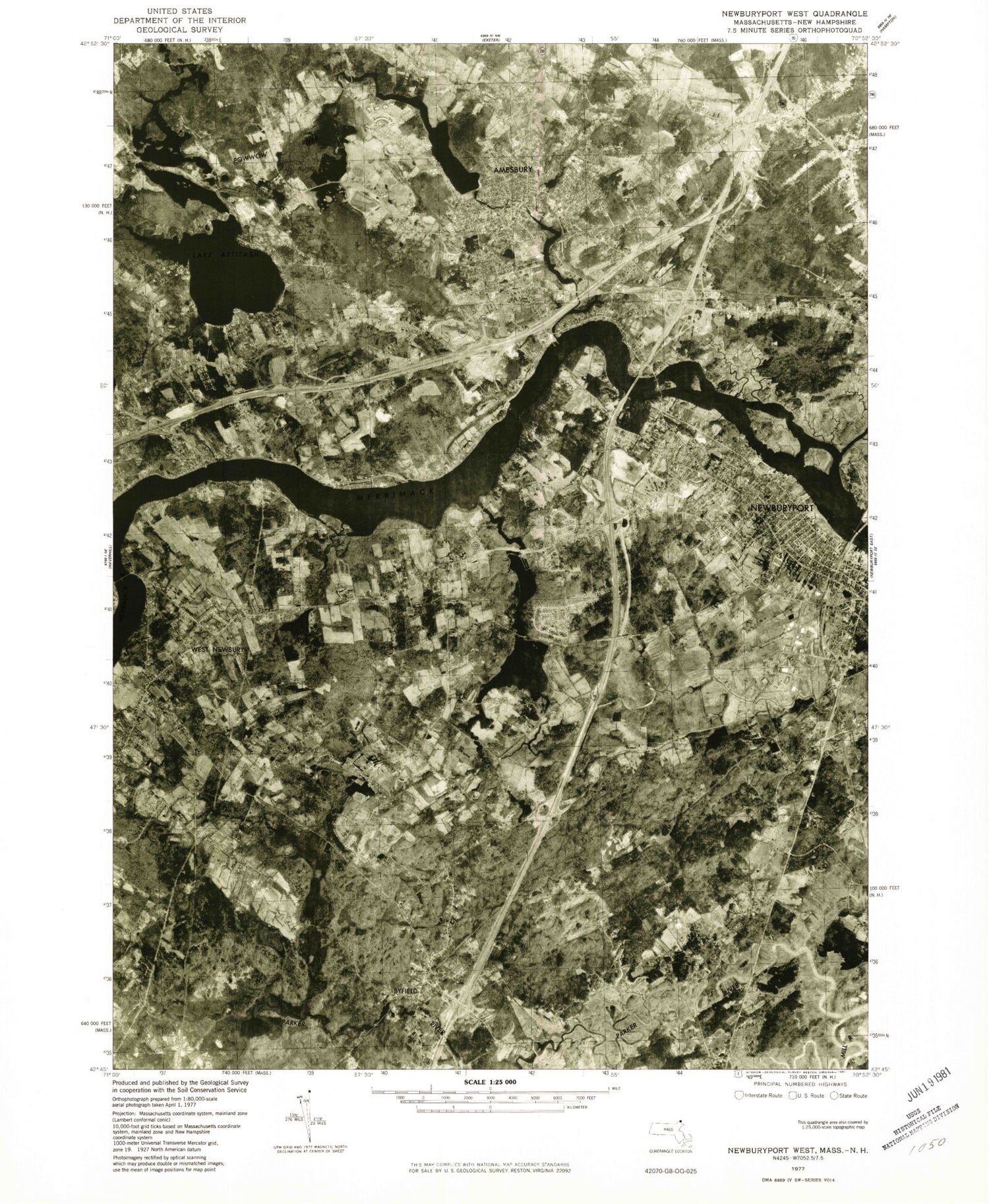 Classic USGS Newburyport West Massachusetts 7.5'x7.5' Topo Map Image