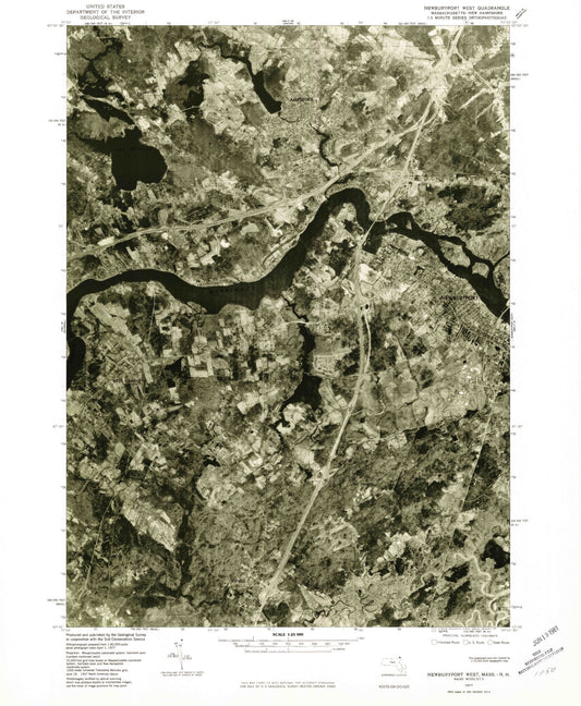 Classic USGS Newburyport West Massachusetts 7.5'x7.5' Topo Map Image