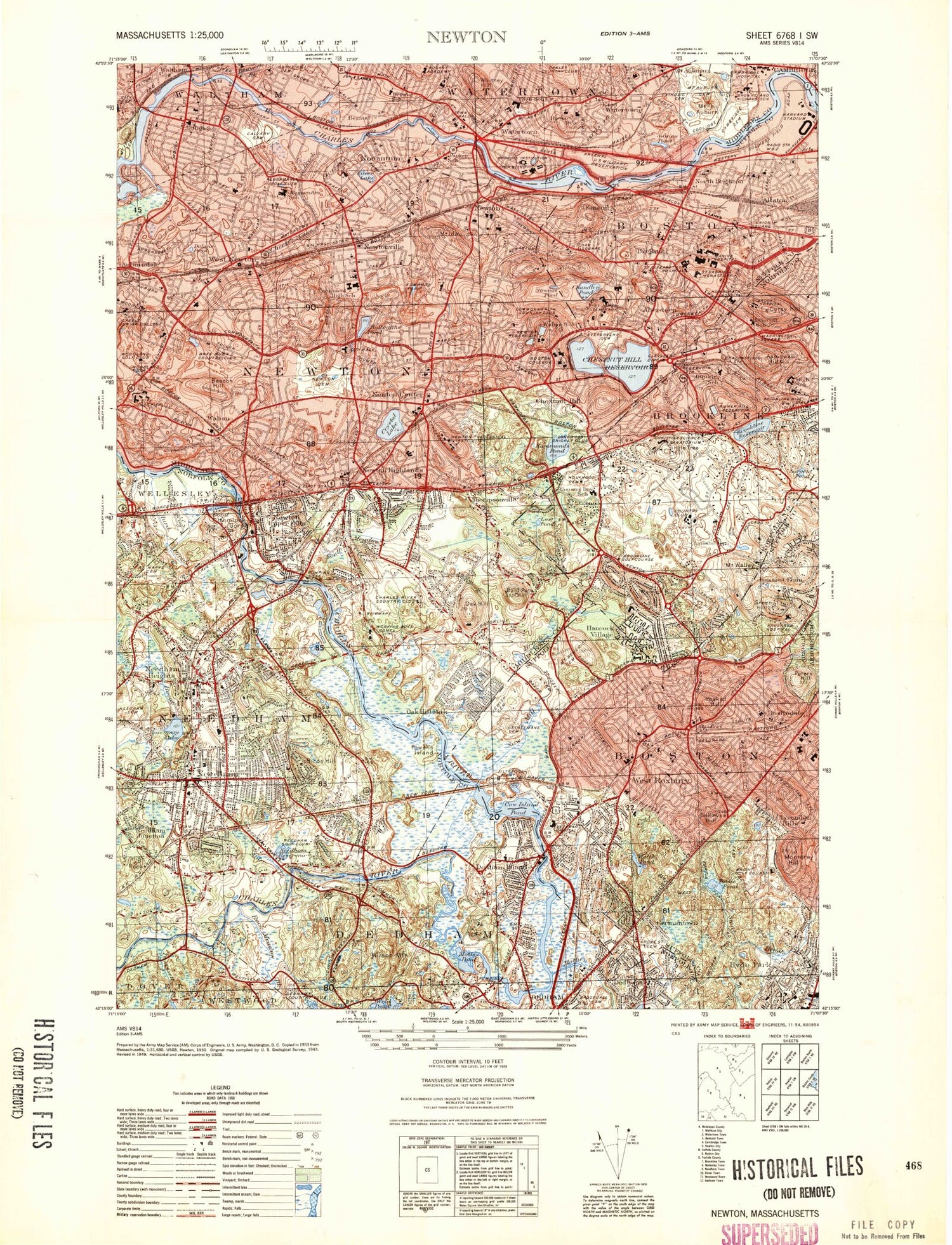 Classic USGS Newton Massachusetts 7.5'x7.5' Topo Map Image
