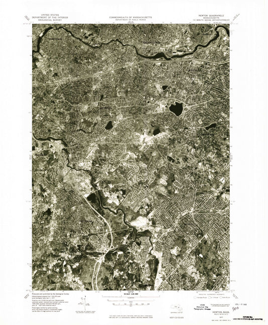 Classic USGS Newton Massachusetts 7.5'x7.5' Topo Map Image