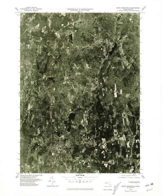 Classic USGS North Brookfield Massachusetts 7.5'x7.5' Topo Map Image