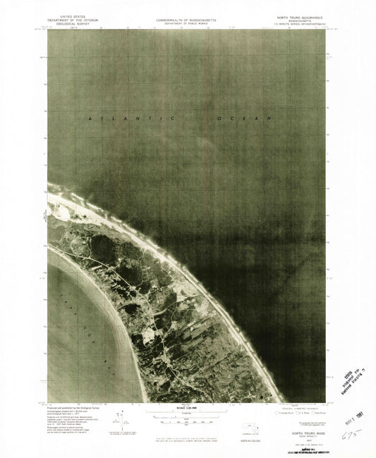 Classic USGS North Truro Massachusetts 7.5'x7.5' Topo Map Image