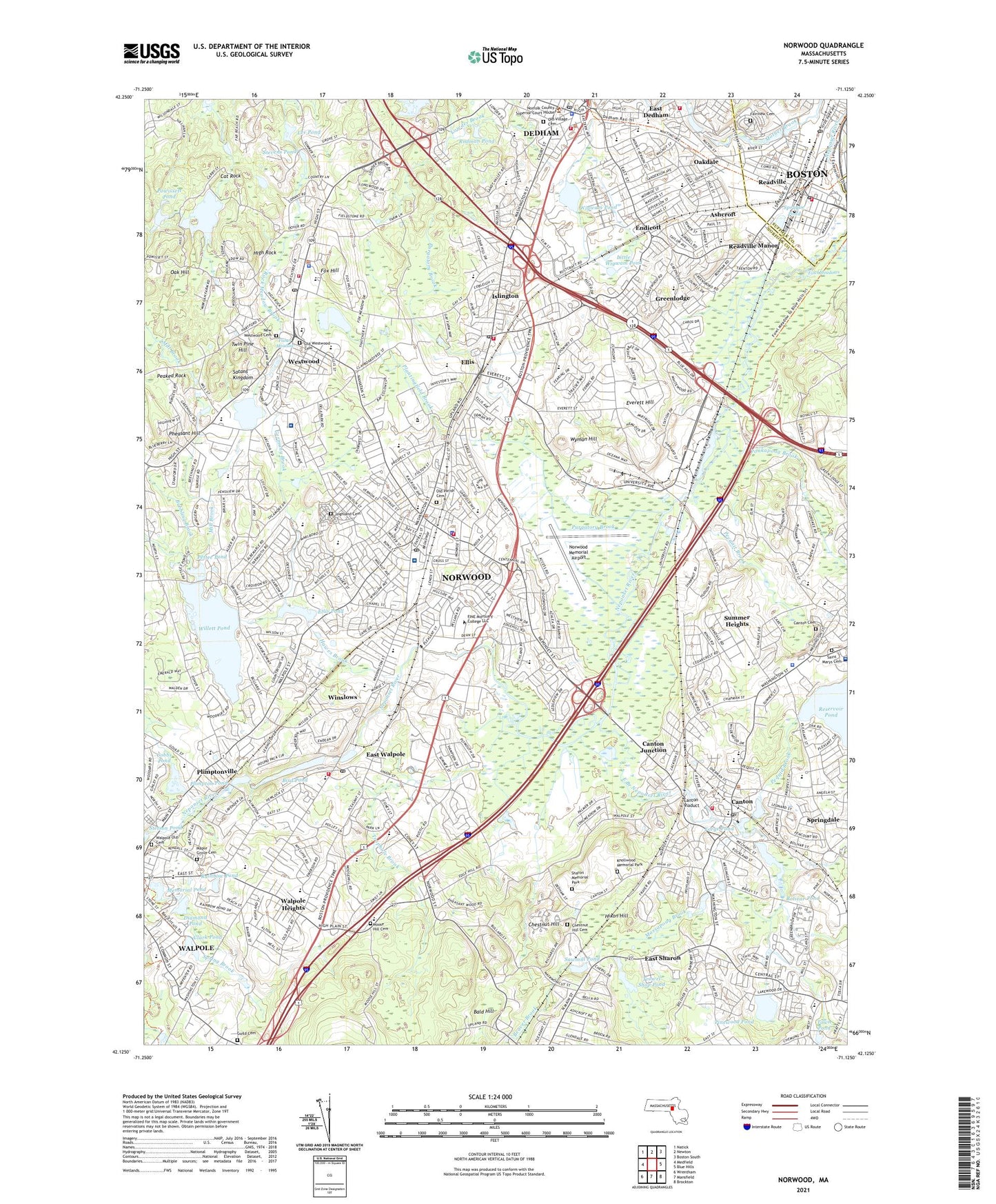 Norwood Massachusetts US Topo Map Image