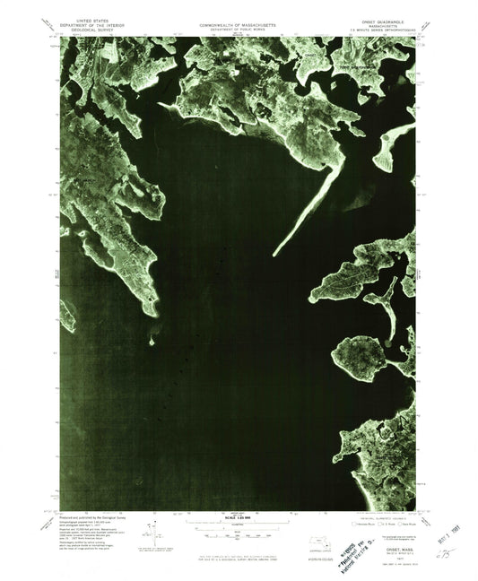 Classic USGS Onset Massachusetts 7.5'x7.5' Topo Map Image