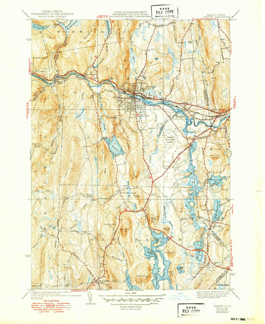Classic USGS Orange Massachusetts 7.5'x7.5' Topo Map Image