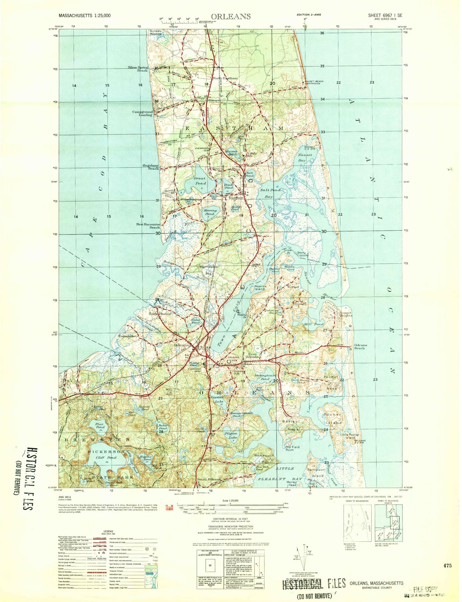 Classic USGS Orleans Massachusetts 7.5'x7.5' Topo Map Image